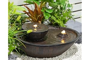 Bumilgar 24" L Water Fountain Outdoor Garden Waterfall Decor for Garden, Patio, Backyard, Deck, Porch and Home Art Decor, Outdoor Fountain with Lights and Pump - Original Design