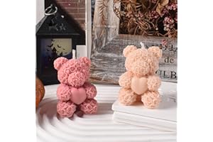 ESEDAGE Rose Bear Heart Animal Rose Bear Soap Casting Making Molds Silicone Mold for Candle Home Decorate Mold 3D Animal Candle Making Mold
