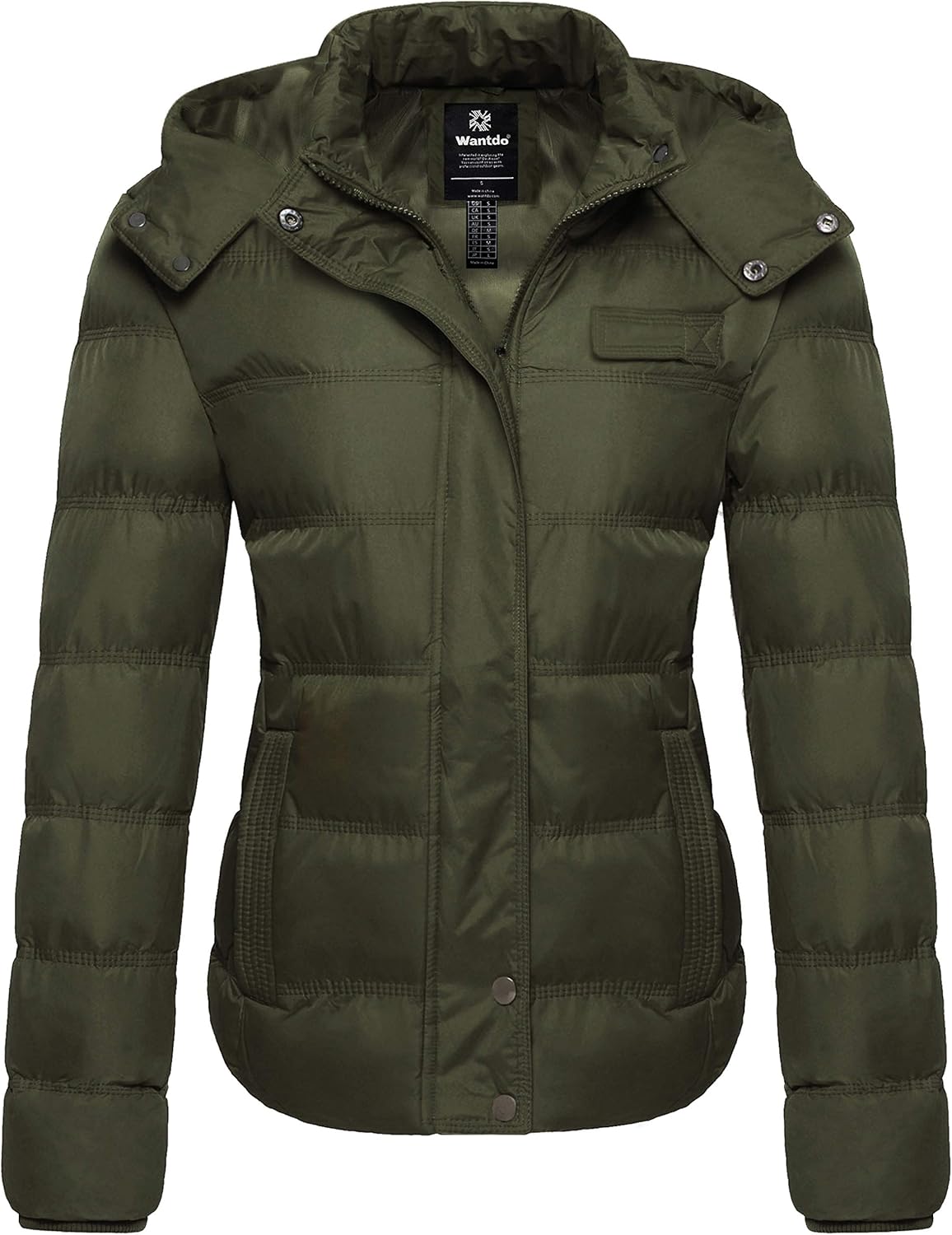 Wantdo Women's Hooded Warm Winter Coat Quilted Thicken Puffer Jacket with Removable Hood: Clothing
