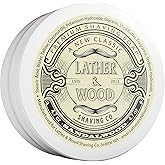Lather & Wood Shaving Soap - Sandalwood - Simply The Best Luxury Shaving Cream - Tallow - Dense Lather with Fantastic Scent for The Worlds Best Wet Shaving Routine. 4.6 oz (Sandalwood)