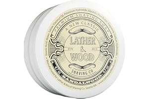 LATHER & WOOD SHAVING CO Lather & Wood Shaving Soap - Sandalwood - Simply The Best Luxury Shaving Cream - Tallow - Dense Lather with Fantastic Scent for The Worlds Best Wet Shaving Routine. 4.6 oz (Sandalwood)