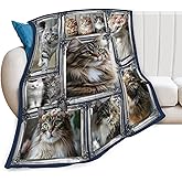 Maine Coon Cat Blanket Cute Kitten Throw Blankets Gifts for Girls Boys Kids Cat Lover Soft Cozy Fleece Plush for Couch Sofa Bed 50"x40"