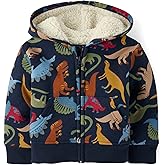 And Toddler Long Sleeve, Sherpa Lined, Zip-front Hoodie Sweatshirt
