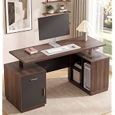 ModernMate 59" Electric Executive Standing Desk with Drawer &amp; CPU Storage | Height Adjustable Stand Up Desk with Privacy Panel &amp; Power Outlet, Computer Table for Home Office, Work, Study, Black Walnut