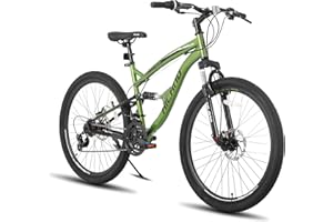 HH HILAND Hiland Full Suspension Mens Mountain Bike, 21 Speed, 26 Inch Wheel, Dual Disc Brake Bike for Men Womens Adult Bicycle