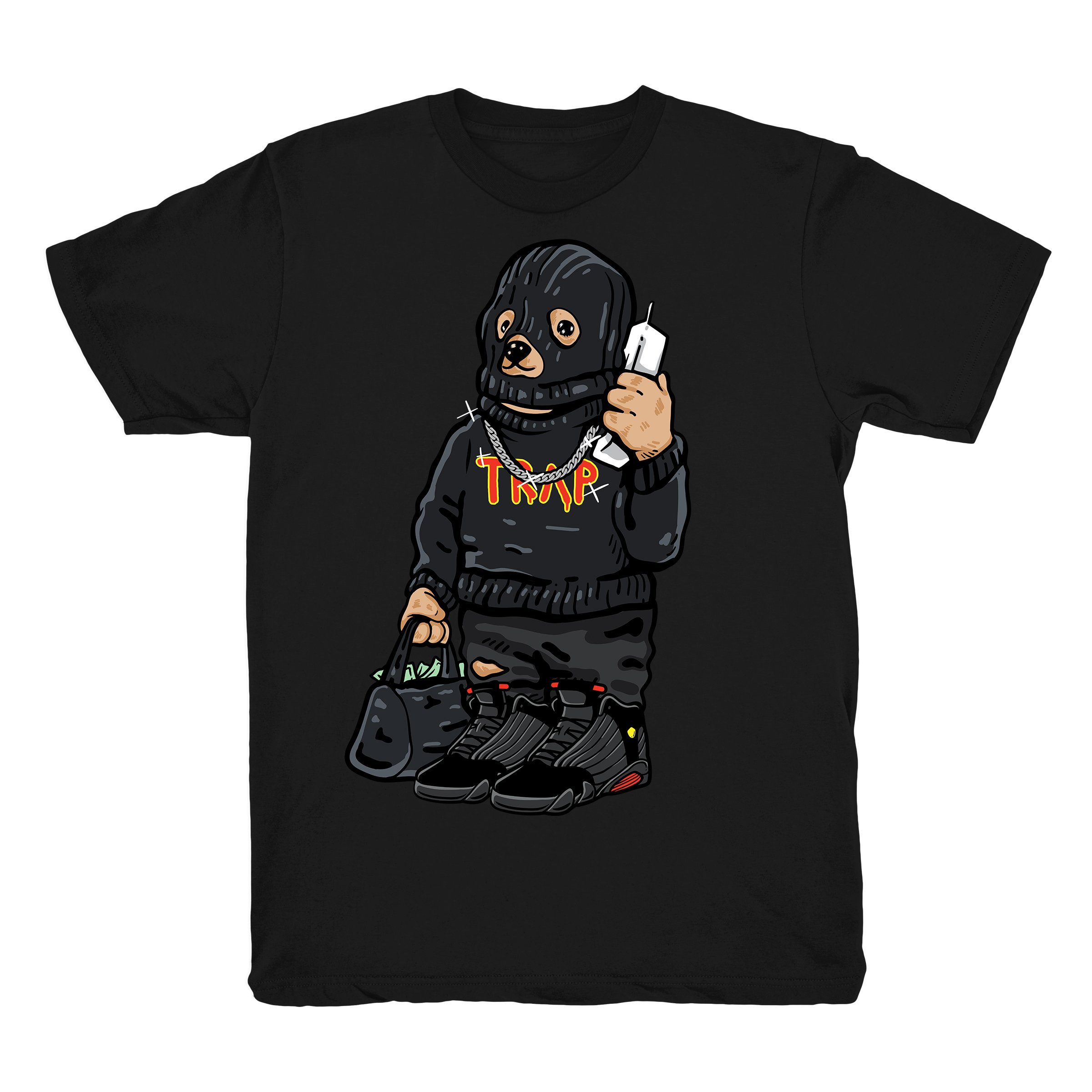 Last Shot 14 Trap Bear Shirts Match Jordan 14 Last Shot Sneakers Black T-shirts