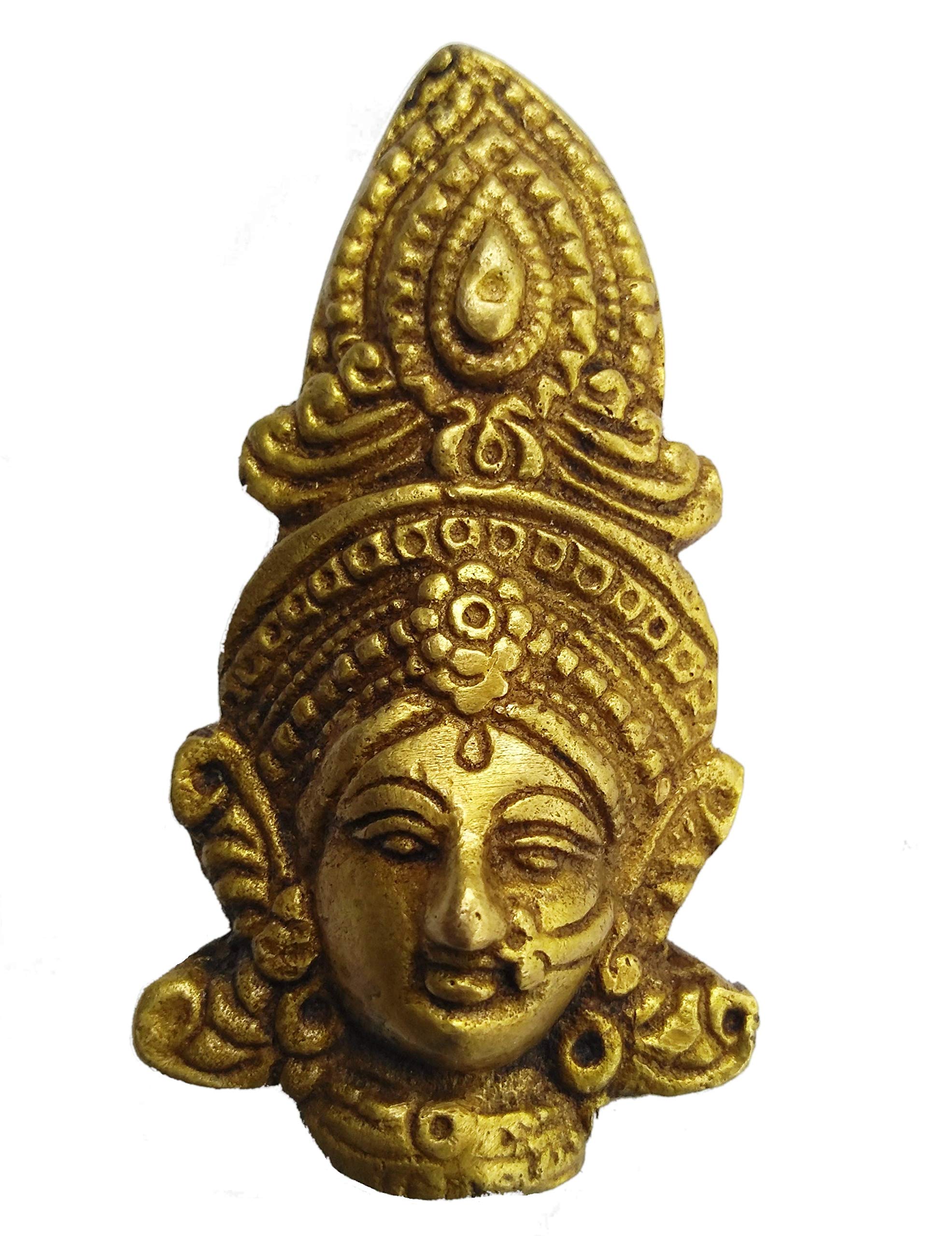 Purpledip Brass Mini Statue Durga: Wall Hanging Face Mask (11434)