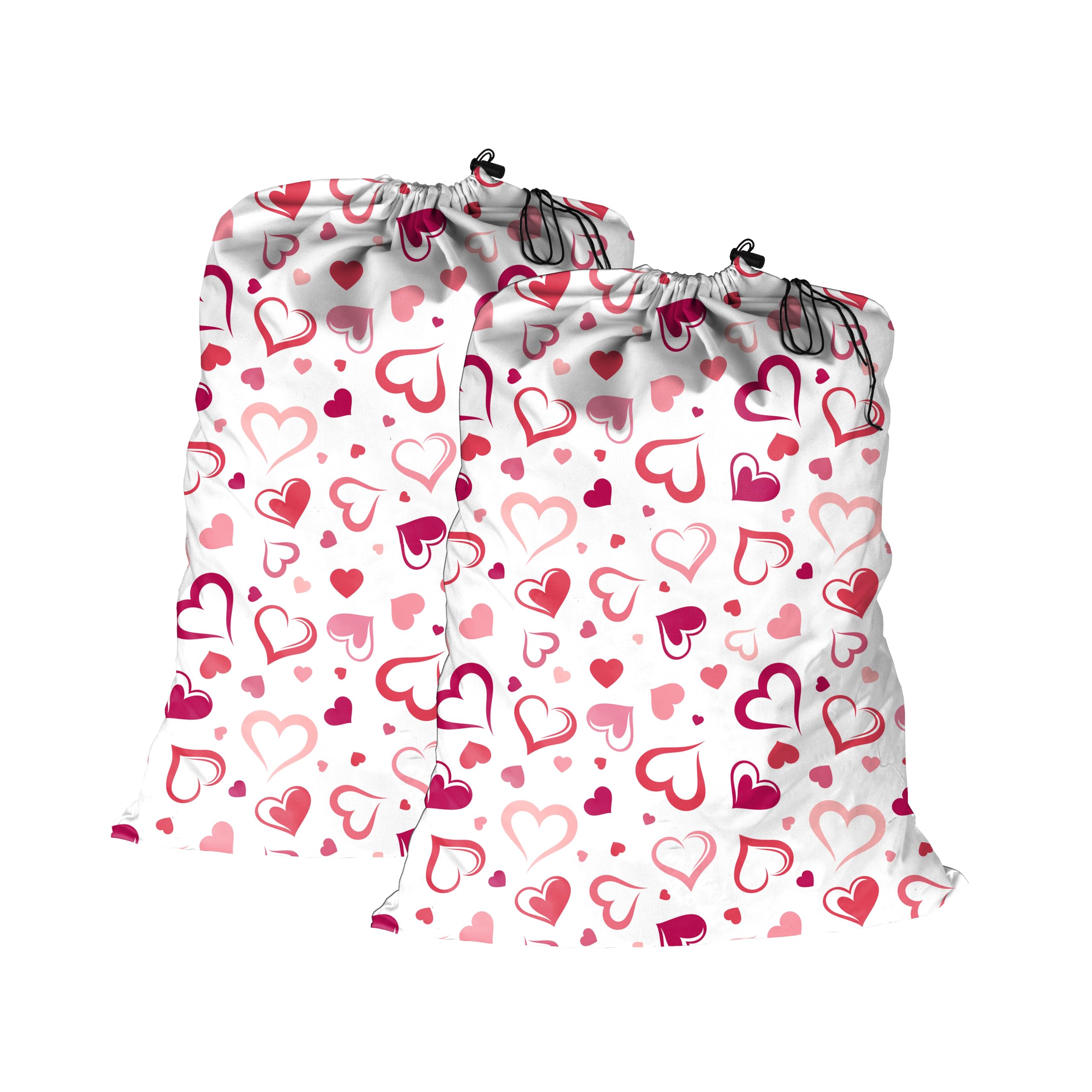 Maishijie 2 Pack Cotton Canvas Heavy Duty Laundry Bag, 17.7”x 25.6", Highly Durable,Toys Storage Bag, Dirty Clothes Bag, Draw-Cord with Cord-Lock, Machine Washable and Reusable, (Heart)
