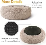 Enjamoy Plush Donut Dog Bed Calming Round Pet Bed 70cm Brown view 3