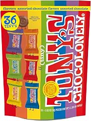 Tony’s Chocolonely Assorted Chocolate Candy Pieces, Belgian Milk & Dark Chocolate, Caramel Sea Salt, Almond Sea Salt, Honey A