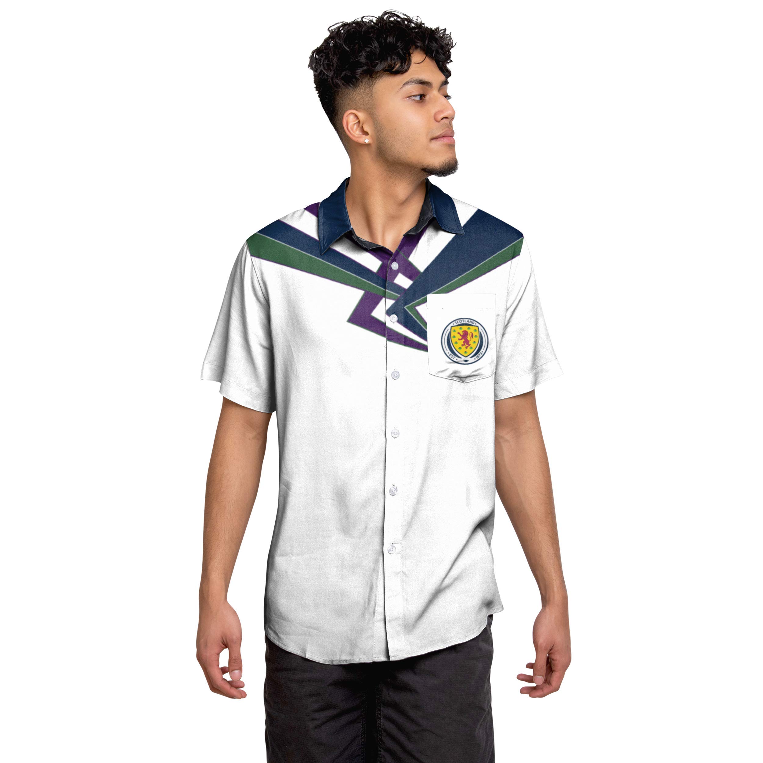 FOCO Football Scotland SFA Premier League One Retro Shirt Short Sleeved Summer Casual Dinner Shirt