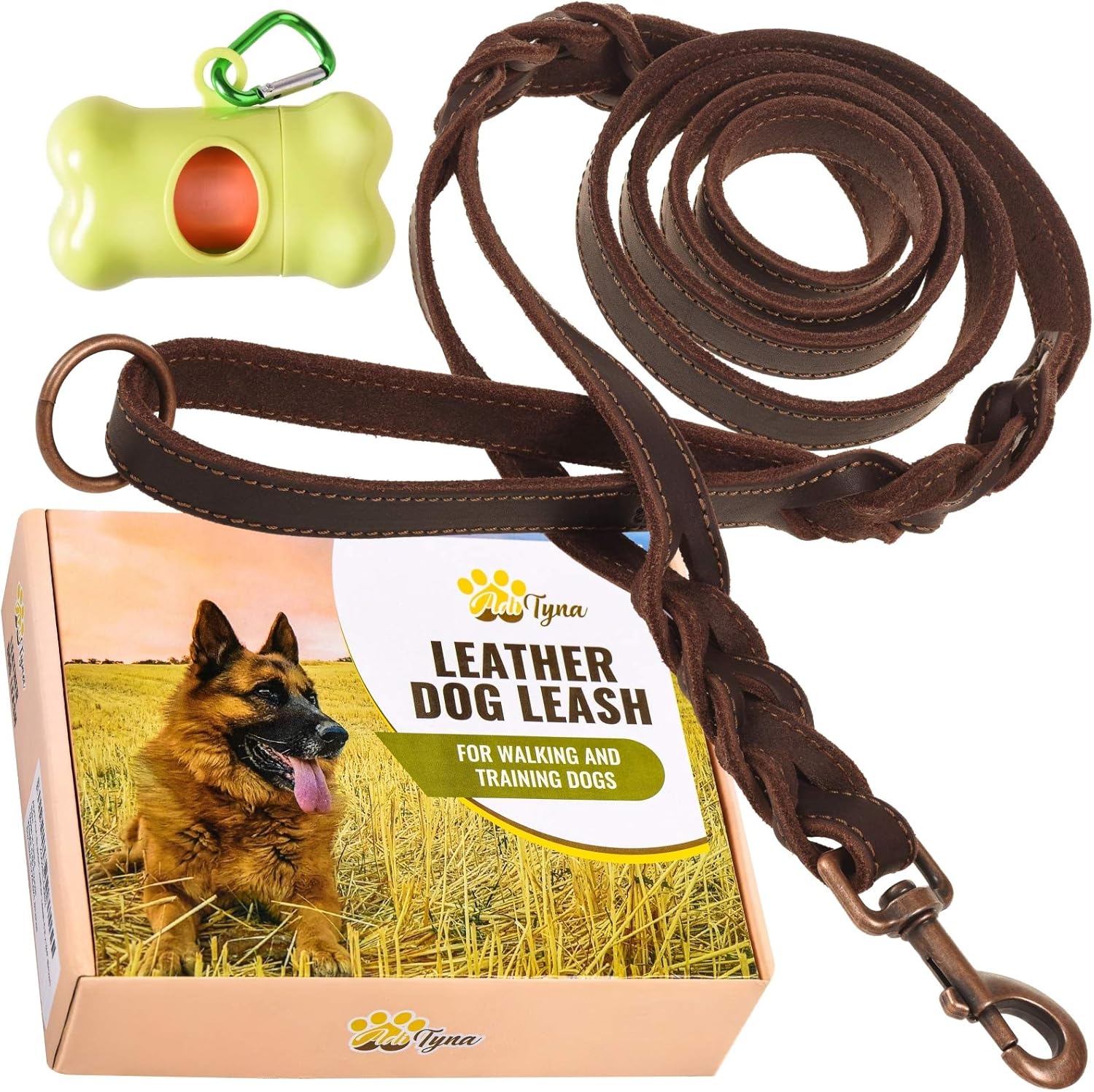 3 foot leather dog leash
