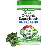 Orgain Organic Greens Powder + 50 Superfoods, Original - 1 Billion Probiotics for Digestive Health, Antioxidants, Vegan, Plant-Based, Gluten-Free, Non-GMO, Green Juice & Smoothie Drink Mix - 0.62lb