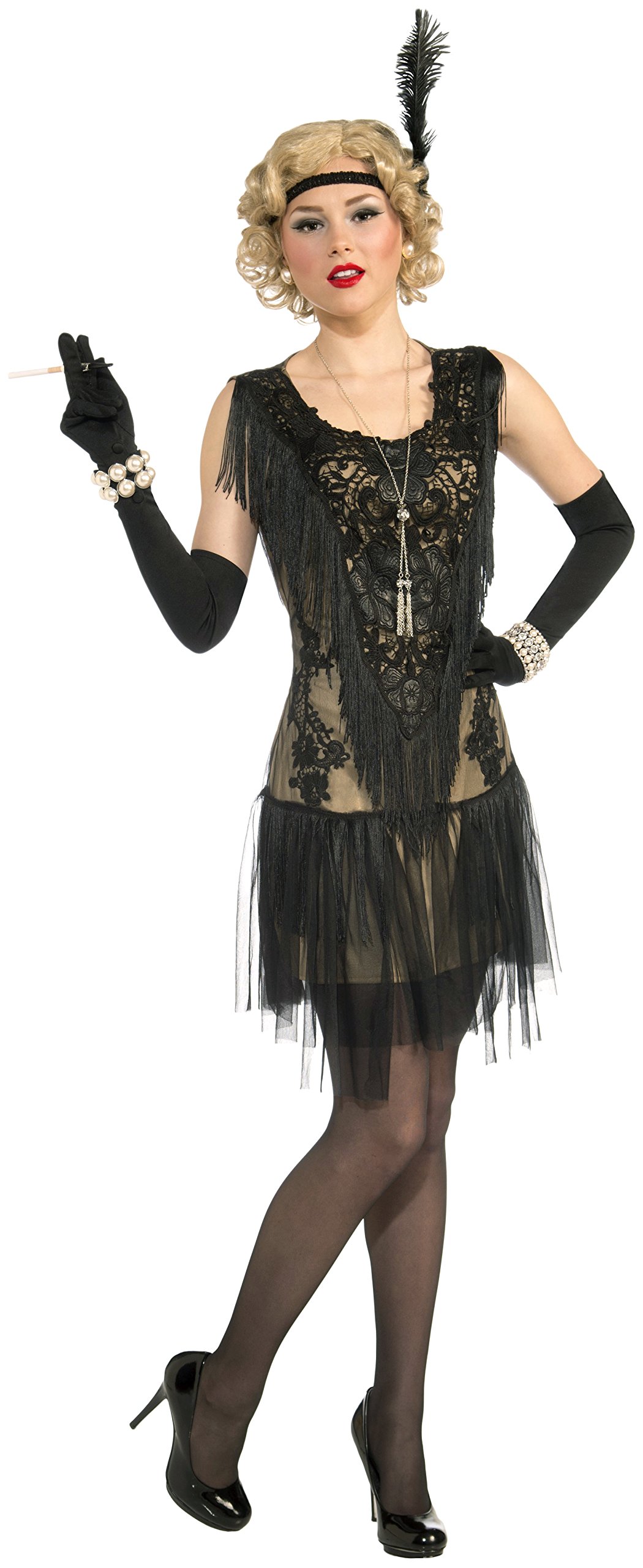 Bristol Novelty Forum Novelties AC569 Lacey Lindy Deluxe Flapper Dress, Size 10-14