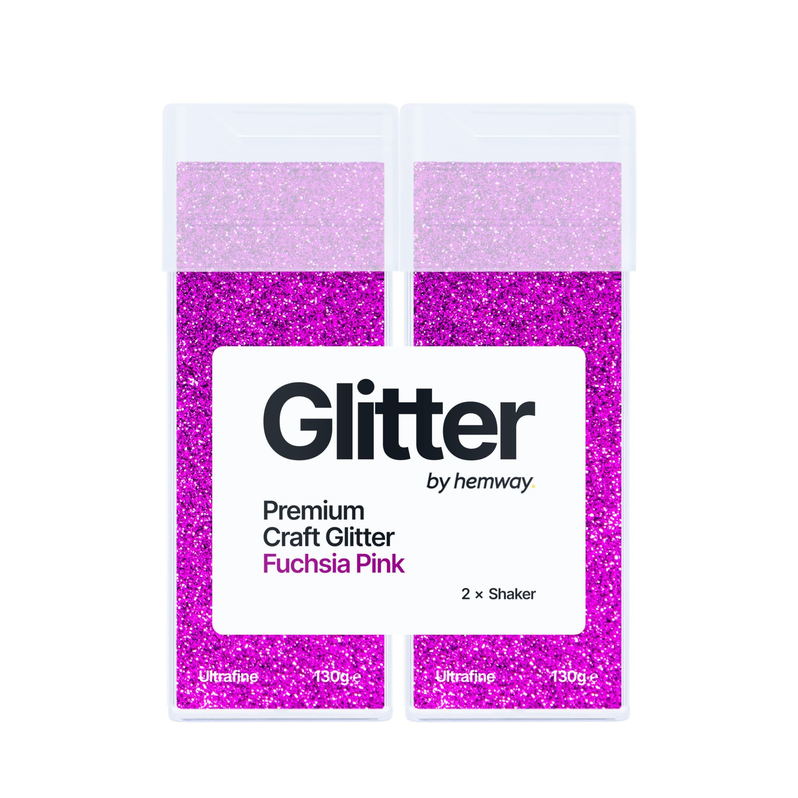 Hemway Glitter Shaker Fuchsia Pink 130g x2 Pack Ultrafine, Craft Glitter Shakers for Resin & Epoxy Crafts, Christmas Art Supplies, Nail, Body, Face, Eye, Festival, Crafting, Slime, Sparkle