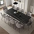 NessCarsti Extendable Dining Table (62.9" to 94.4") for 6 to 10 - Modern Rectangular Sintered Stone Table with High Hardness and Easy Maintenance - Stylish Black