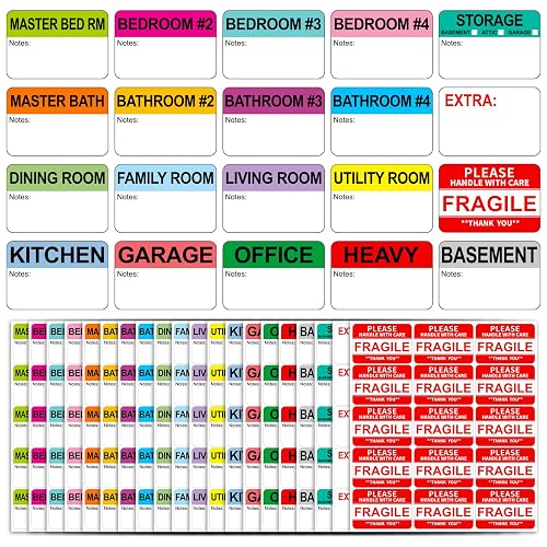 Everyday Packing Box Labels Labelebal 600 Writable Stickers 2” x 3” Each,20 Designs Pre-Printed ...