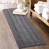 KGORGE Grey Bath Rugs - Soft Large Bathroom Rugs 60" x 24" Farmhouse Floor Cover Water Absorbent Bath Mat Shower Carpet for Toilet Door Way Kitchen Kids Baby, 1 Pc