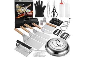 ROMANTICIST Professional Grade Griddle Accessories Kit - 30PCS Flat Top Grill Tools Set for Breakfast, Outdoor Grilling, Teppanyaki - Heavy Duty Griddle Spatula Scraper Burger Press - Ideal Grill Set