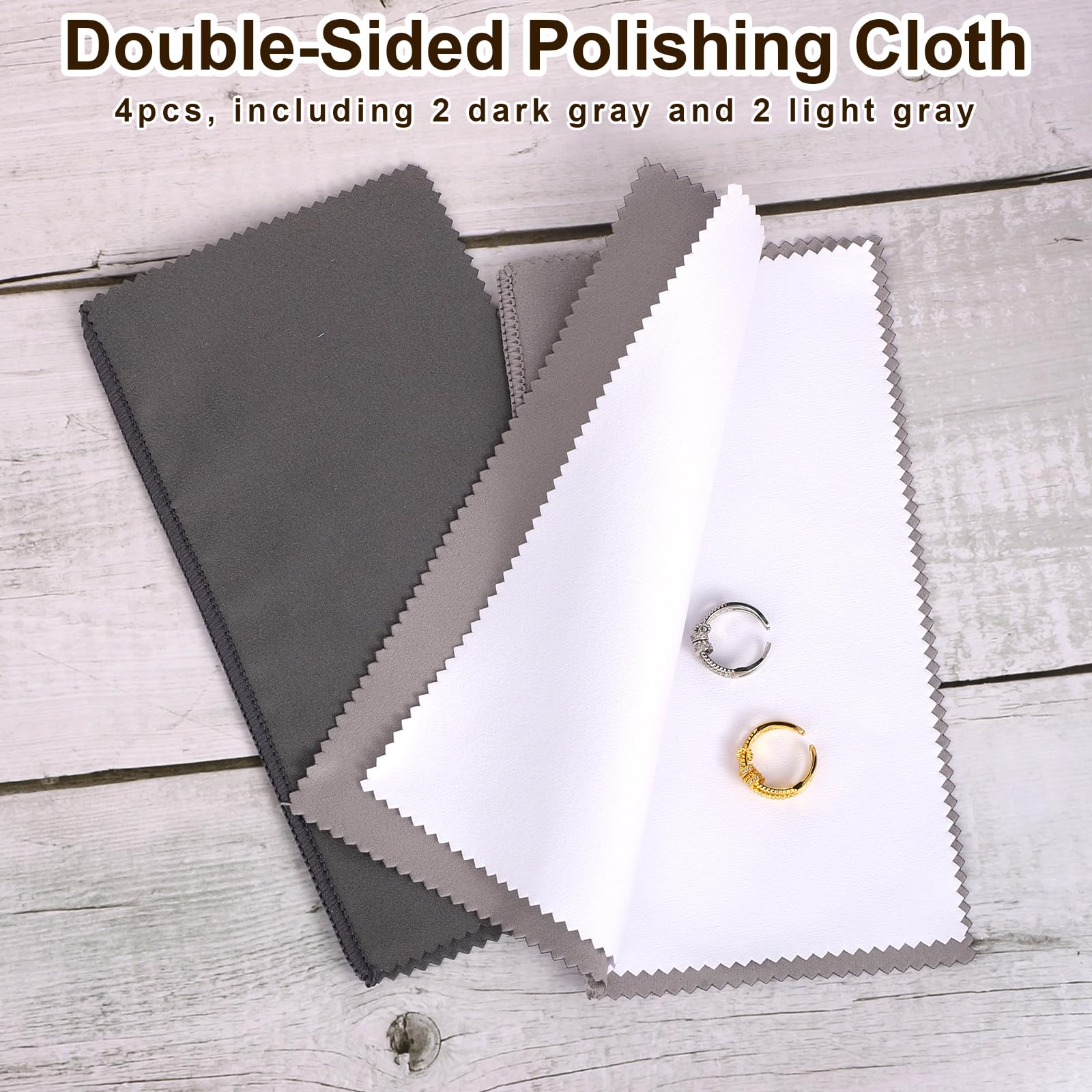 TOYMIS 4pcs Silver Polishing Cloth, 7.87x7.87in Double-Side Jewelry Cleaning Cloths Multi-Layer Jewelry Polishing Cloths for Silver Gold Platinum Jewelry Cleaning Accessories