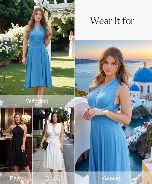 POPILUSH BRIDESMAIDS DRESSES – MOTHER OF BRIDE INFINITY SHAPEWEAR FORMAL WEDDING GUEST MIDI DRESS FOR WOMEN WHITE