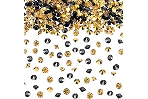 BEMEMO 10000 Clear Wedding Table Scatter Confetti Crystals Acrylic Diamonds Rhinestones for Table Centerpiece Decorations Wedding Decorations Bridal Shower Decorations Vase Beads (Gold and Black, 4 mm)