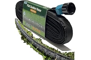 Secbulk Flat Soaker Hose for Garden Beds 10 25 50 75 ft, 25" Short Linkable Drip Irrigation Hose Save 80% Water, Leakproof Watering Hose with Holes
