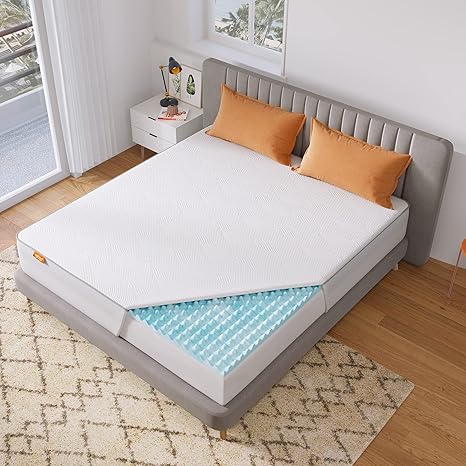 Amazon Com Sweetnight Mattress Topper King 2 Inch Cooling Gel Memory Foam Mattress Topper Attaches Waterproof Mattress Protector Shipped In A Box Egg Crate Design For Airflow Heat Absorption Ultra Plush Kitchen