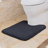 Non Slip Toilet Mat 50x60cm U Shape Black Ultra Thick Microfiber