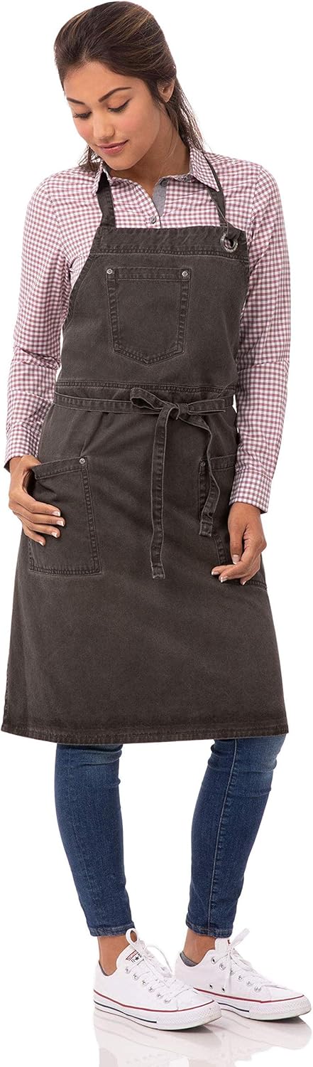 Chef Works Unisex Dorset Bib Apron, Pewter, One Size: Clothing