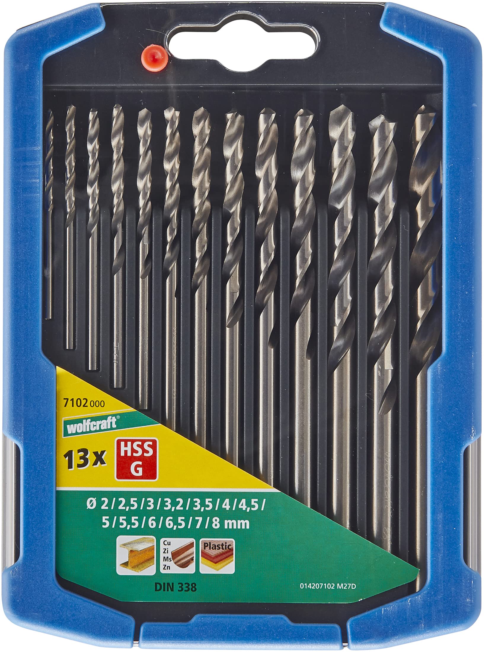 wolfcraft HSS Metal Drill Bit Set, 13 Pcs., Ground I 7102000 I for Drilling into Hard Materials