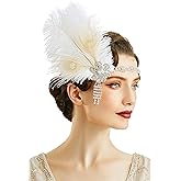 BABEYOND 1920s Flapper Feather Headband Roaring 20s Showgirl Great Gatsby Headpiece
