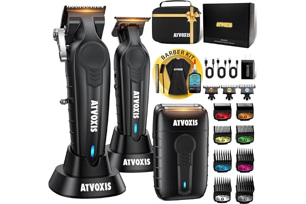ATVOXIS Hair Clippers for Men Professional, Barber Clippers and Trimmers Set, Cordless Hair Clippers, Hair Cutting Kit, Barbe