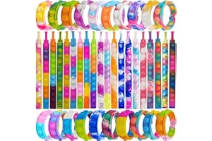 IERKEIE 60 Pcs Pop Bracelet Bubble Fidget Toys for Party Favors, Hand Finger Silicone Wristband Bulk for Student Classroom Prize, Goodie Bag Fillers Easter Egg Basket Stuffers Christmas Valentine Gift for Kid