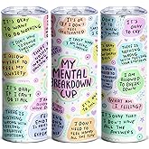 ATHAND Funny Positive 20oz Tumbler for Women, Inspirational Stainless Steel Travel Mug with Lid, Skinny Cup Gift for Friends Bestie or Sister, Mental Health Breakdown Coffee Cup