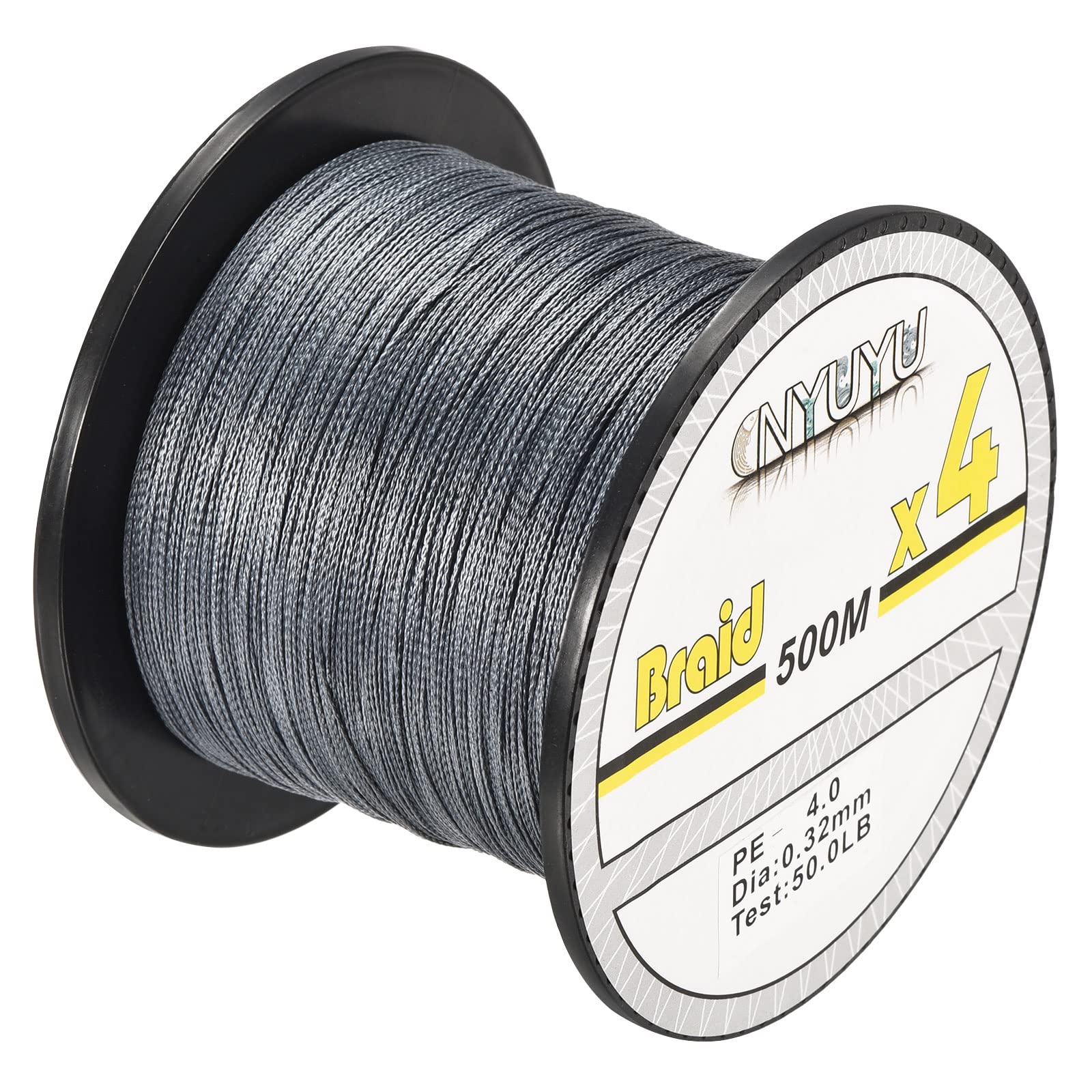 PATIKIL 547Yard/1640Ft Braided Fishing Line 4 Strands, 50LB PE Braided Line Abrasion Resistant Zero Stretch for Saltwater or Freshwater, Grey