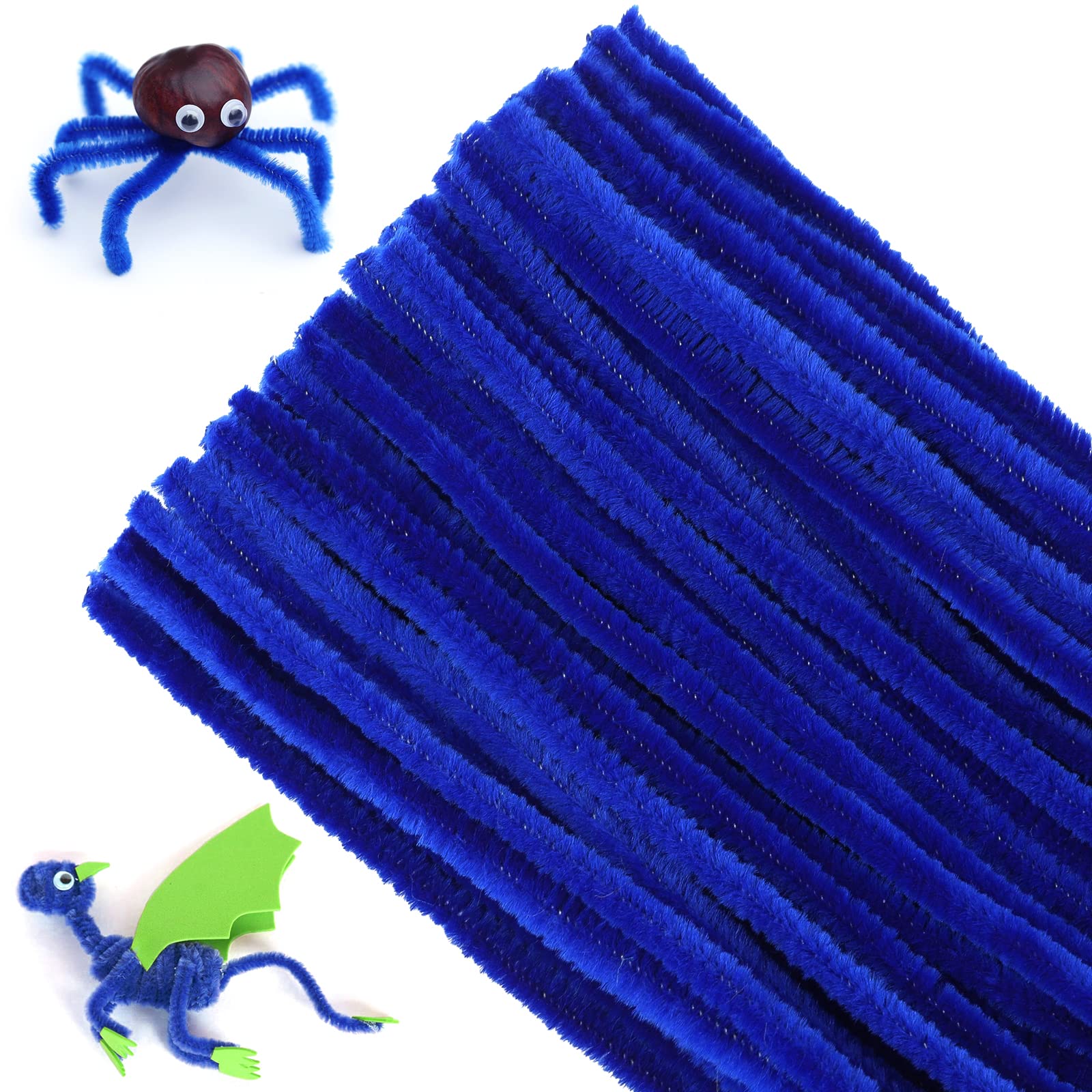 G2PLUS Navy Blue Pipe Cleaners - 100PCS, 30cm Long, 6mm Chenille Stems for DIY Crafts & Arts