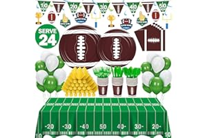 TOIDGY 183 Pcs Superbowl Party Decorations 2025, Football Party Decorations Supplies Kit Serve 24, Include Tablecloth, Plates, Cups, Banner for Football Party Favors, Birthday Football Plates Party Favors