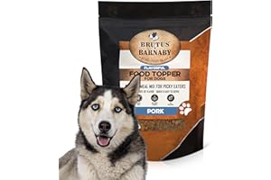 BRUTUS & BARNABY Dog Food Topper - Pork - Enhance Your Dogs Kibble with This Bacon Flavor Packed Mix - Sprinkle On Dog Food Flavoring for Picky Eaters - Just One Single Ingredient