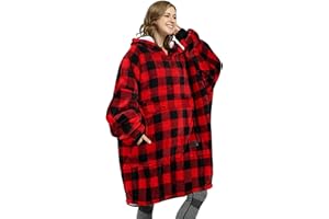 Catalonia Oversized Blanket Hoodie Sweatshirt, Wearable Sherpa Lounging Pullover for Adults Women Men