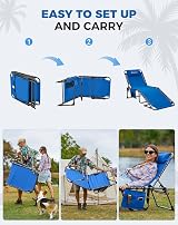 KingCamp Sun Lounger 5-Position Backrest 180 kg Heavy Duty Blue view 7
