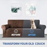MAXIJIN Super Stretch 3 Seater Couch Cover Grey Jacquard Spandex Sofa Slipcover view 4