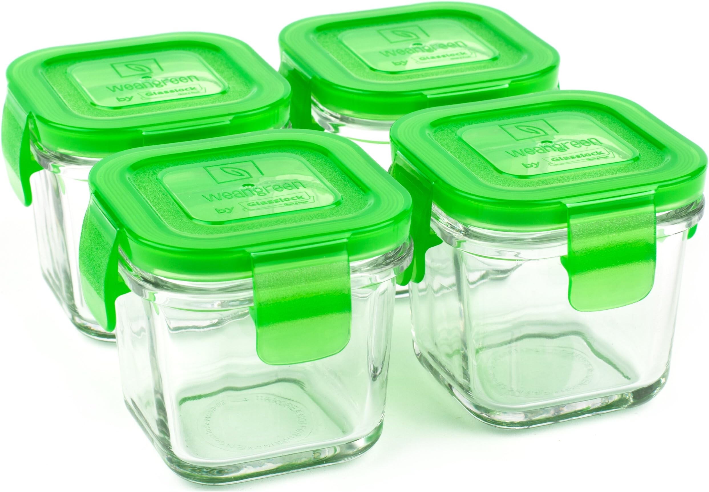 Wean Green 120ml/ 4oz Glass Wean Cubes (Pack of 4, Pea)