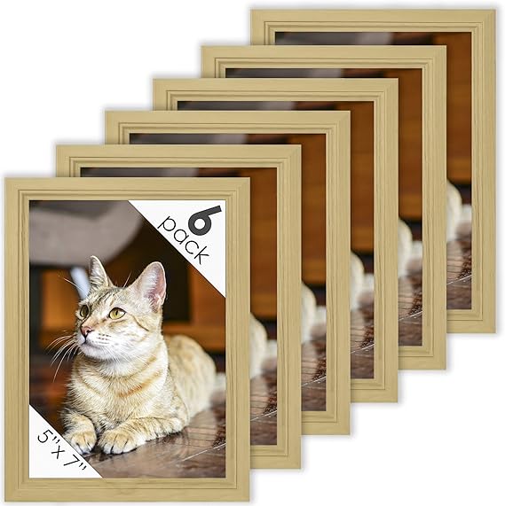 DecorRack Set of 6 Picture Frames 5x7 inches, Rustic Decor