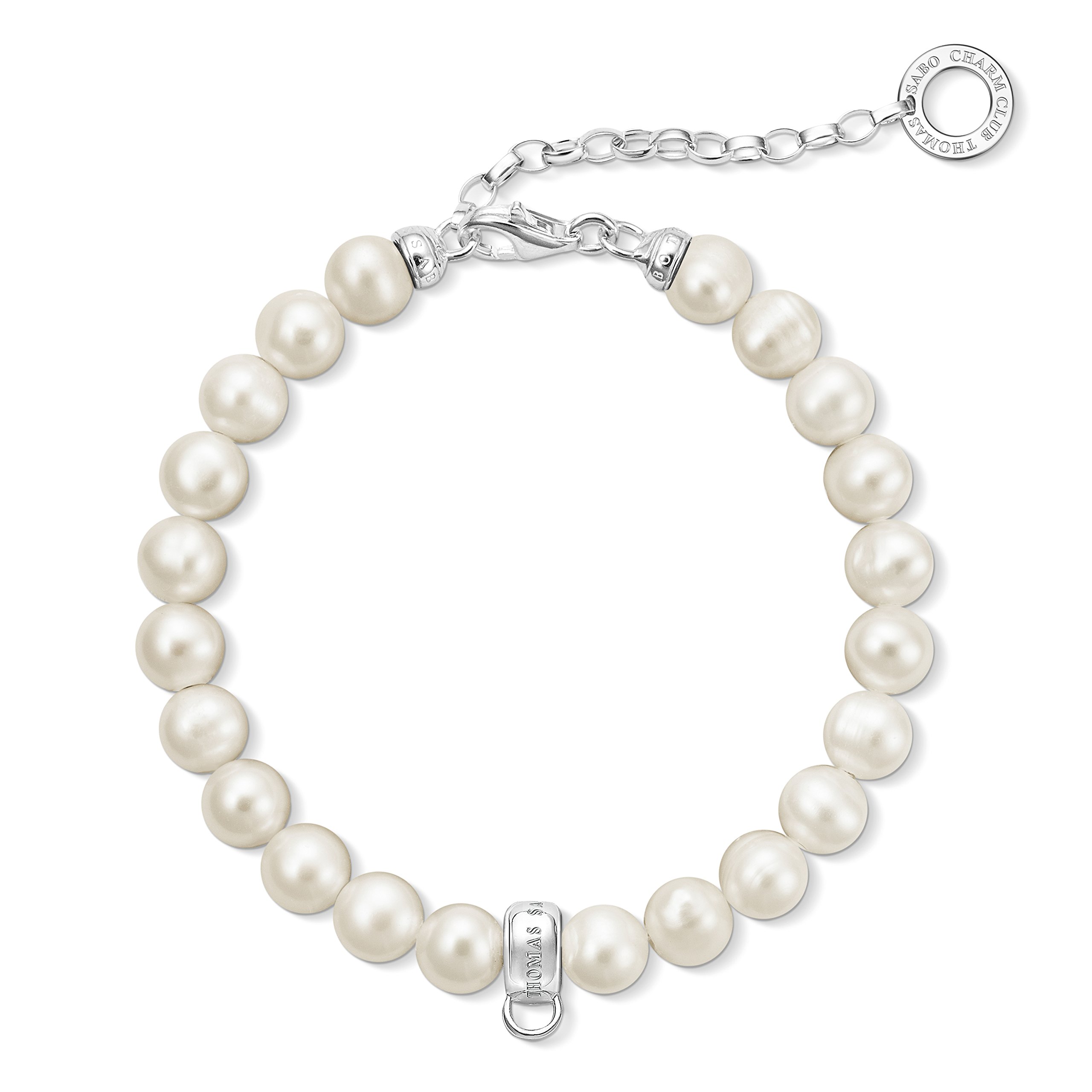Thomas Sabo Women Charm Bracelet Freshwater Pearl Charm Club 925 Sterling Silver X0225-082-14-L18,5V