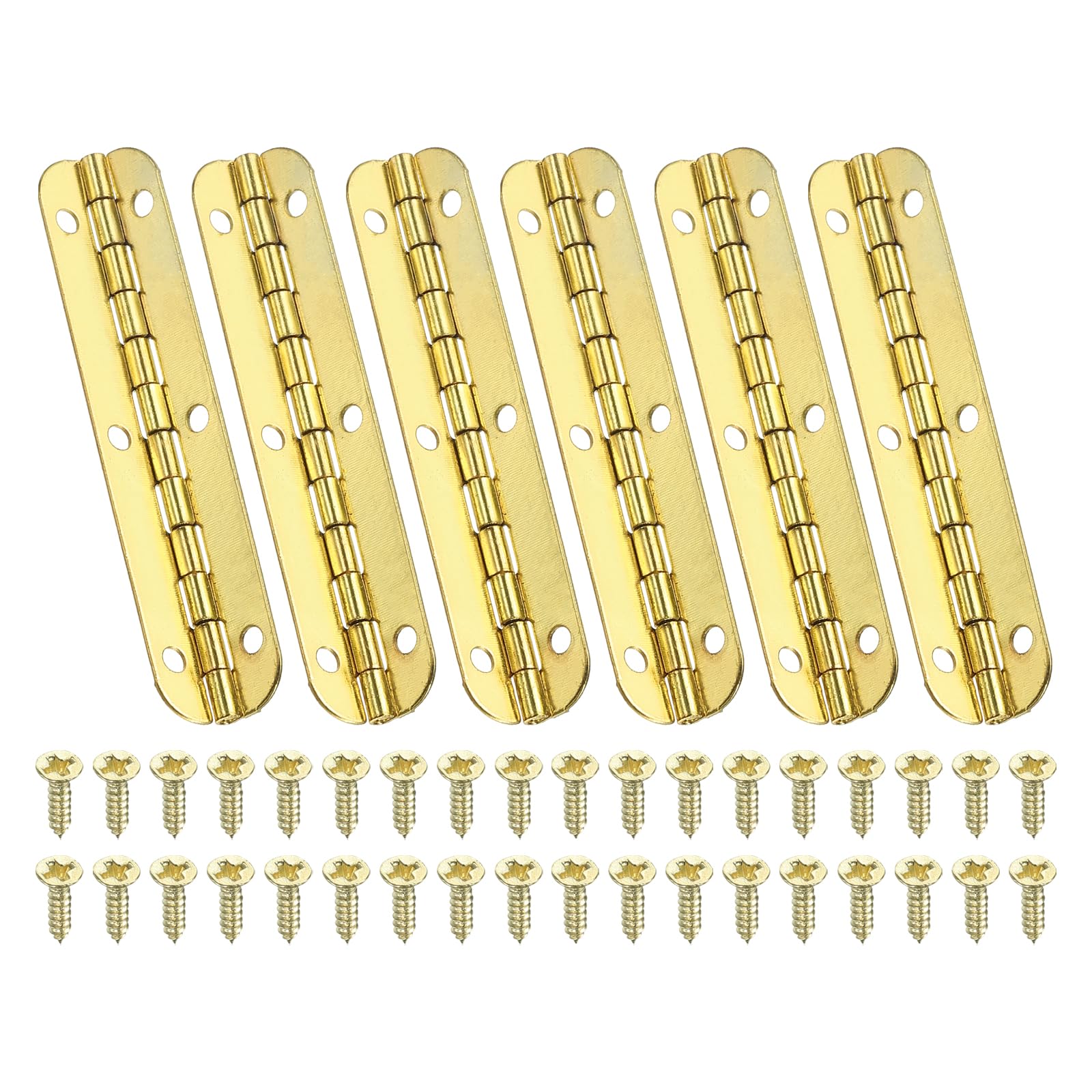 PATIKIL Small Piano Hinge 2.6" x 0.6", 6 Pack Mini 90-Degree Jewelry Box Hinges with Screw for Jewellery Wooden Boxes, Gold