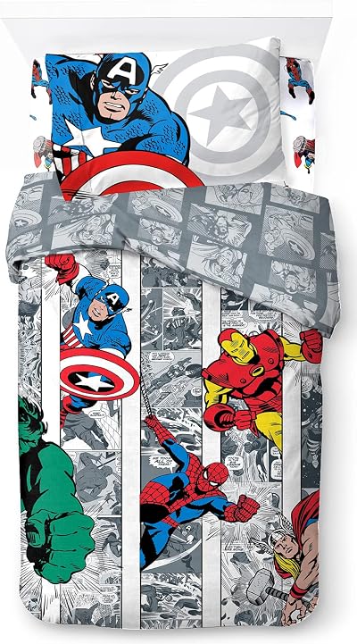 Jay Franco Marvel Comics 3-Piece Bed Linen Set 100% Cotton Single 135 x 200