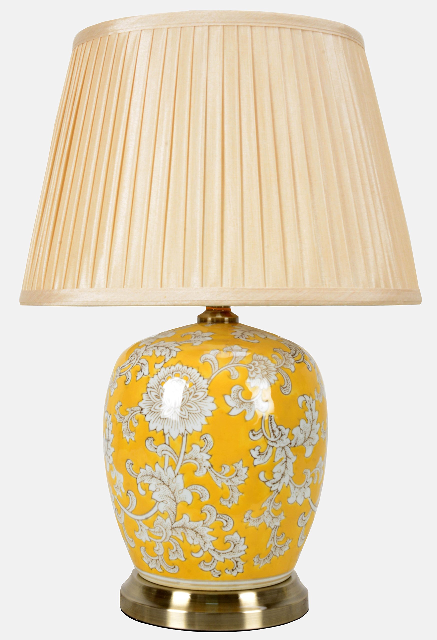 DOWNTON INTERIORS Large Yellow Oriental Ceramic Table Lamp (M11131)