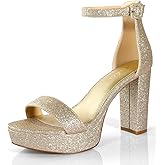 Ankis Platform Heels 4 Inches Chunky heels Sandals for Women Comfy Open Toe Block Heeled Sandals Black Nude White Silver Gold Ankle Strappy Black Chunky Platform Heel for Women Summer Dress Shoes