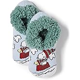 Peanuts womens Snoopy Holiday Teddy Fur Slipper Socks